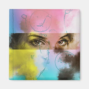 Abstract Retro Pop Art Square Magnet