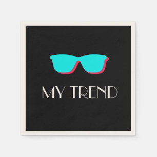 Abstract Retro Pop Art - Turquoise & Pink Glasses Napkin