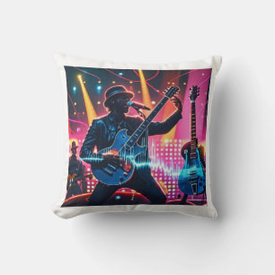 Abstract retro pop musical instruments cushion