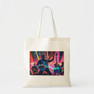 Abstract retro pop musical instruments tote bag