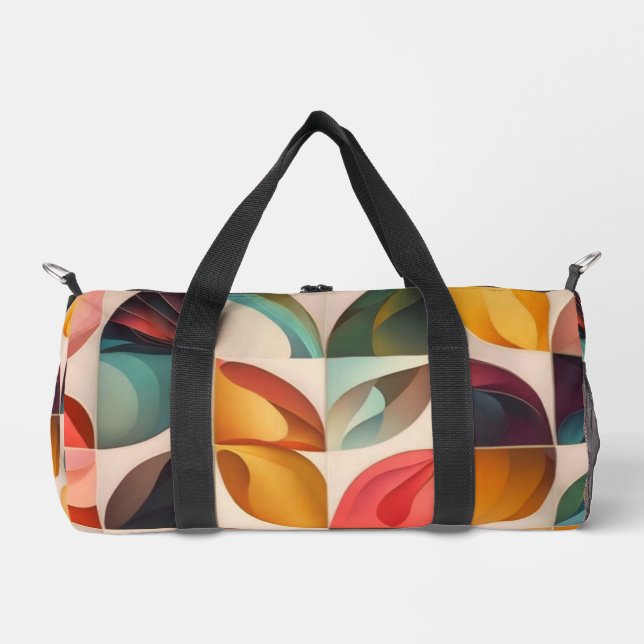 Abstract Retro Popular Squares Collection Duffle Bag (Front)