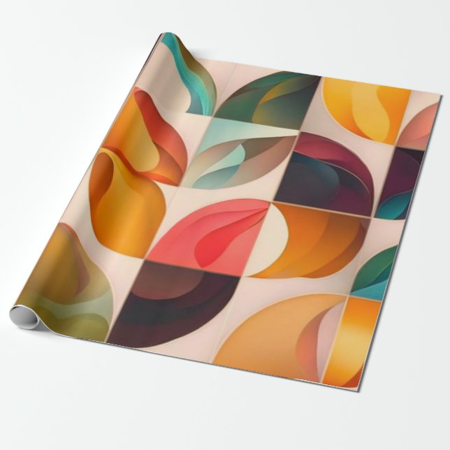 Abstract Retro Popular Squares Collection Wrapping Paper (Unrolled)