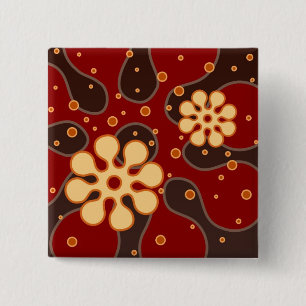 Abstract Retro Snowflakes Greeting Card in Red 15 Cm Square Badge