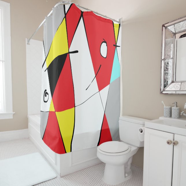 Abstract Retro Style Shower Curtain (In Situ)