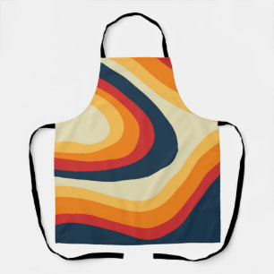 Abstract retro style waves design apron