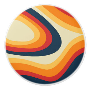 Abstract retro style waves design ceramic knob