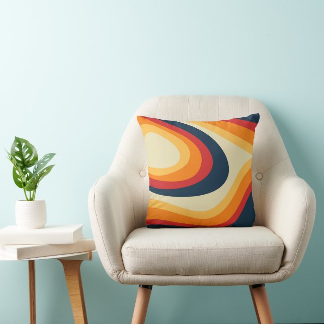 Abstract retro style waves design cushion (Chair)