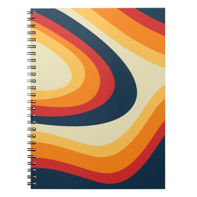 Abstract retro style waves design notebook (Front)