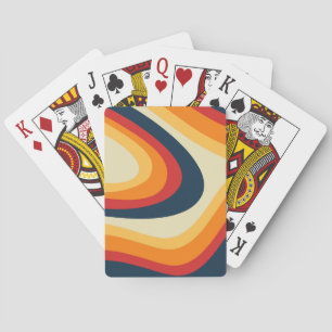 Abstract retro style waves design playing cards