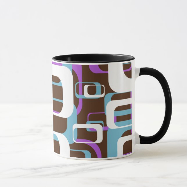 Abstract Retro Swinging 60s Geometric Pattern Mug (Right)