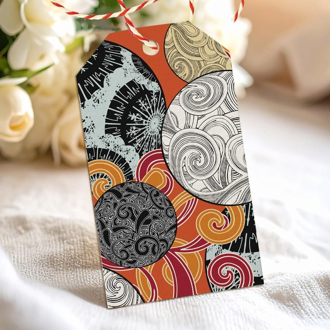 Abstract Retro Swirl Pattern with Japanese Vibes Gift Tags (Creator Uploaded)