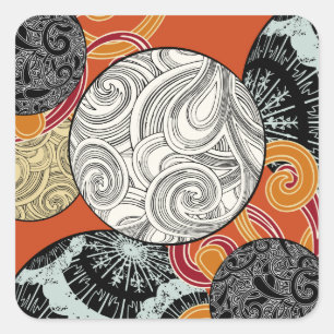 Abstract Retro Swirl Pattern with Japanese Vibes Square Sticker