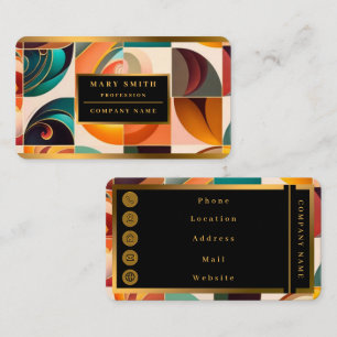 Abstract Retro Trendy Squares Collection Business Card