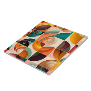 Abstract Retro Trendy Squares Collection Ceramic Tile