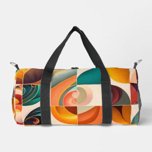 Abstract Retro Trendy Squares Collection Duffle Bag