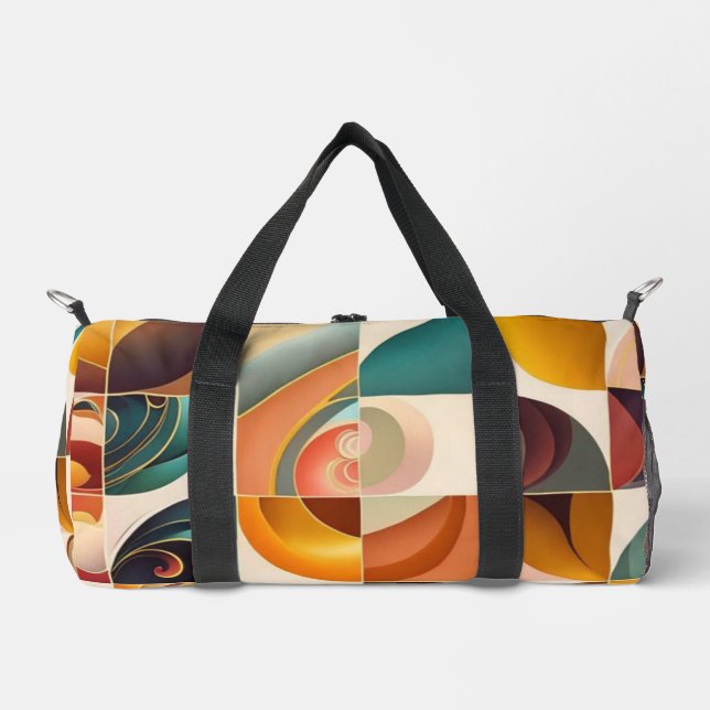 Abstract Retro Trendy Squares Collection Duffle Bag (Front)