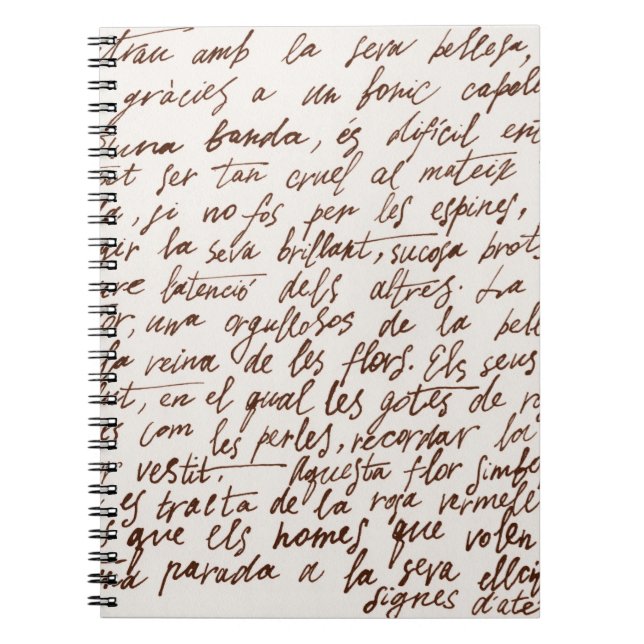 Abstract retro unreadable brown ink-written text.  notebook (Front)