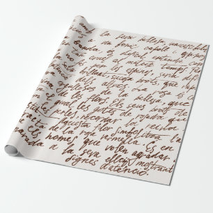 Abstract retro unreadable brown ink-written text. wrapping paper