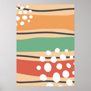 Abstract retro wave line art poster