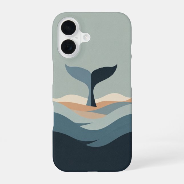 Abstract Retro Whale Tail iPhone 16 Case (Back)