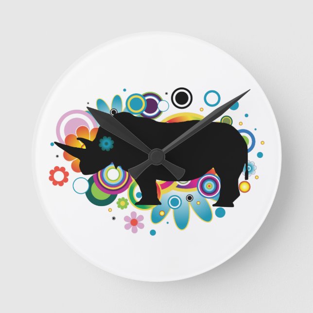 Abstract Rhino Wall Clock (Front)