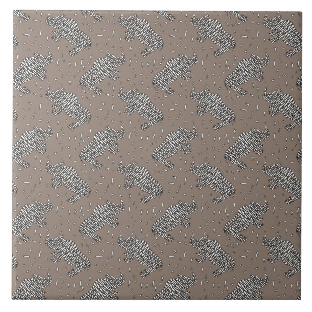 Abstract Rhinoceroses Ceramic Tile (Front)