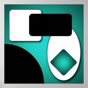 Abstract Rich Modern Teal Shapes AP0006 Poster