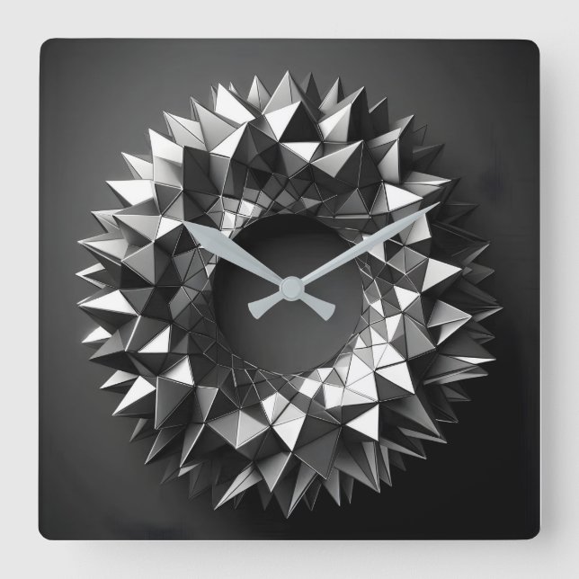 abstract ring with irregular pyramides square wall clock (Front)
