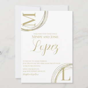Abstract Rings Faux Gold Script Wedding   Invitation