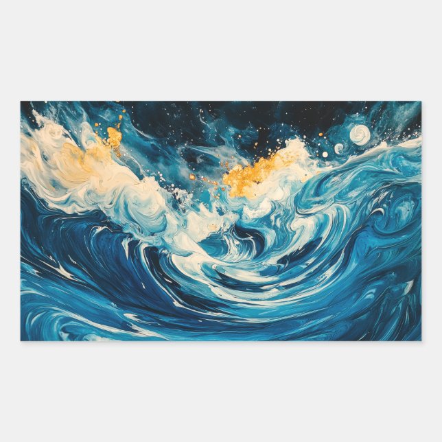 Abstract Ripples Rectangular Sticker (Front)
