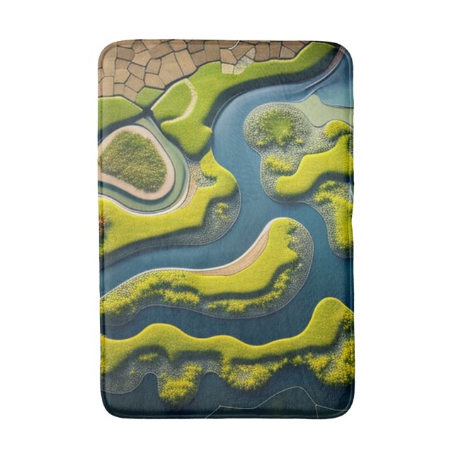 Abstract River Estuary Bath Mat (Front Vertical)