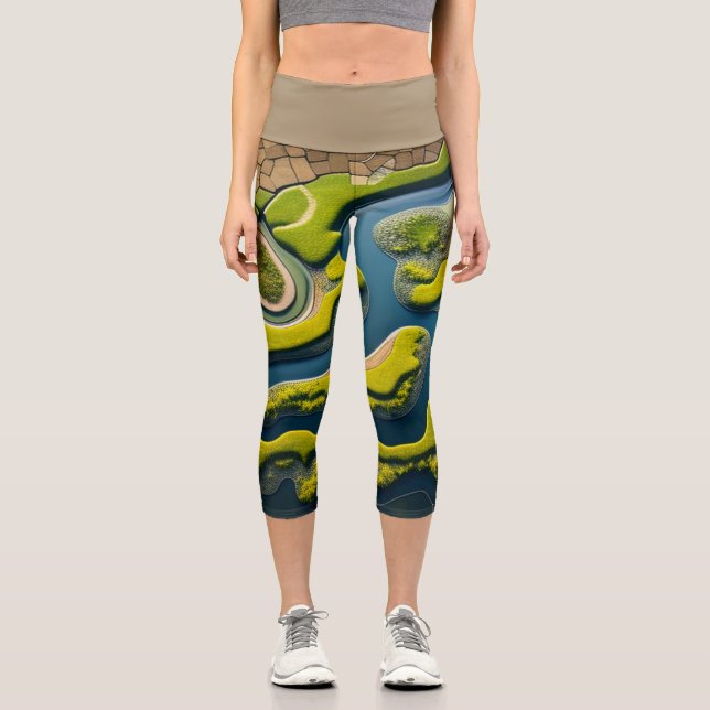 Abstract River Estuary Capri Leggings (Front)