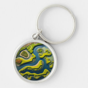 Abstract River Estuary Key Ring