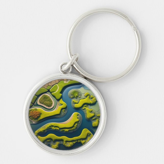 Abstract River Estuary Key Ring (Front)