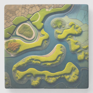 Abstract River Estuary Stone Coaster