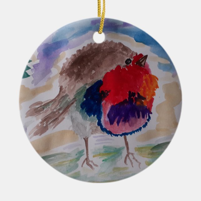 Abstract Robin Christmas Ornament (Front)