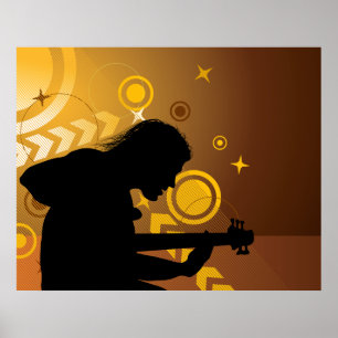 Abstract Rock Musician Guitar Performance Poster