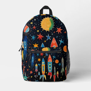 Abstract rocket pattern printed backpack