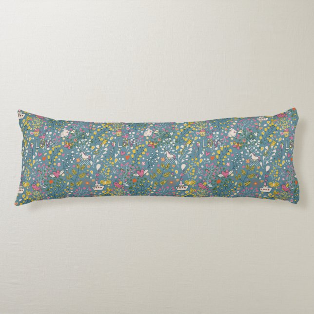 Abstract romantic pattern with cartoon body cushion (Front)