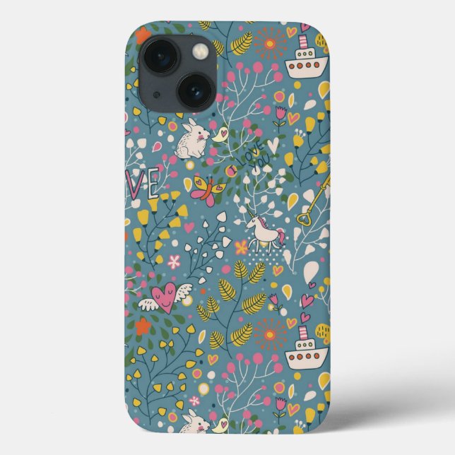Abstract romantic pattern with cartoon Case-Mate iPhone case (Back)