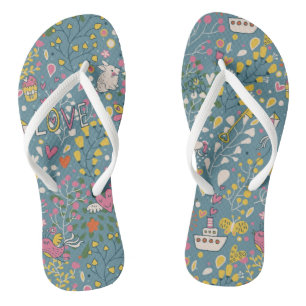Abstract romantic pattern with cartoon thongs
