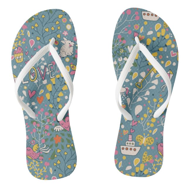 Abstract romantic pattern with cartoon thongs (Footbed)
