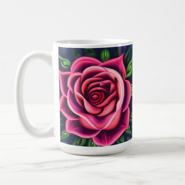 Abstract Romantic Pink Rose Bloom Coffee Mug (Left)