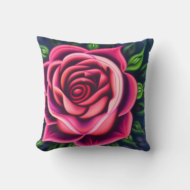 Abstract Romantic Pink Rose Bloom Cushion (Front)