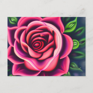 Abstract Romantic Pink Rose Bloom Postcard