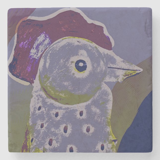 Abstract Rooster 2 Stone Coaster (Front)