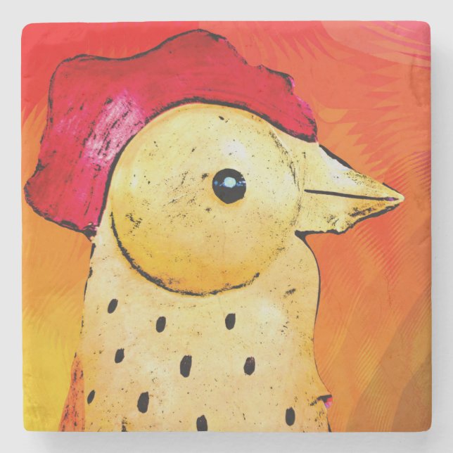 Abstract Rooster 4 Stone Coaster (Front)