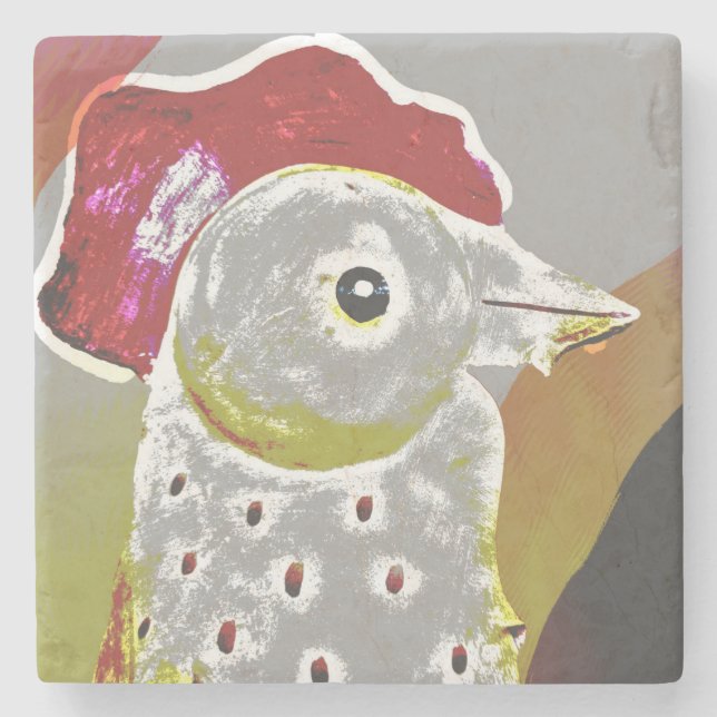 Abstract Rooster 6 Stone Coaster (Front)