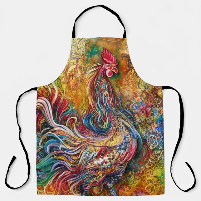 Abstract Rooster -An Ode to the Rooster's Splendou Apron (Front)