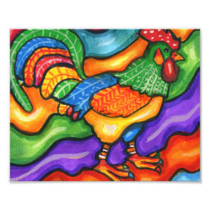 Abstract Rooster Bird Animal Colourful Art  Photo Print